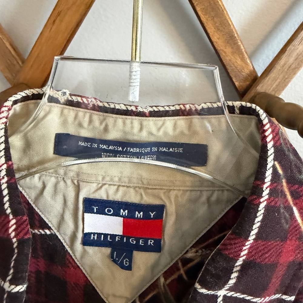 Vtg Tommy Hilfiger Winter Sports Brushed Cotton Shirt L Cabin Core Skis snowshoe - Picture 3 of 6